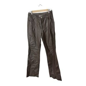 Newport News Jeanology Women's 8T Tall 100% Leather Pants Lined Brown